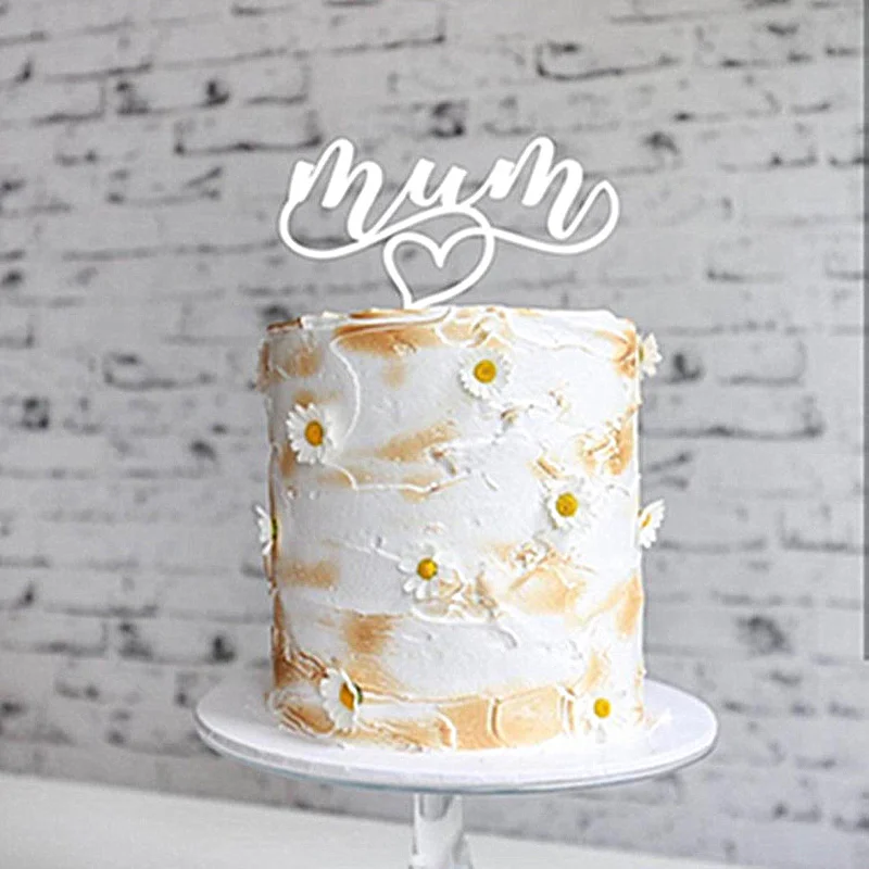 Decorações de bolos douradas e prateadas para Dia das Mães, acrílico, Ins  Simple My Queen, Feliz Aniversário Decoração - AliExpress