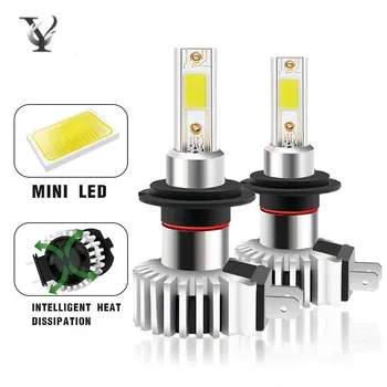 

2Pcs H7 H4 Led Headlight COB Chip Mini Headlight Kit for High/Beam Bulb For Audi BMW Mercedes 9005 9006 Auto Lamp
