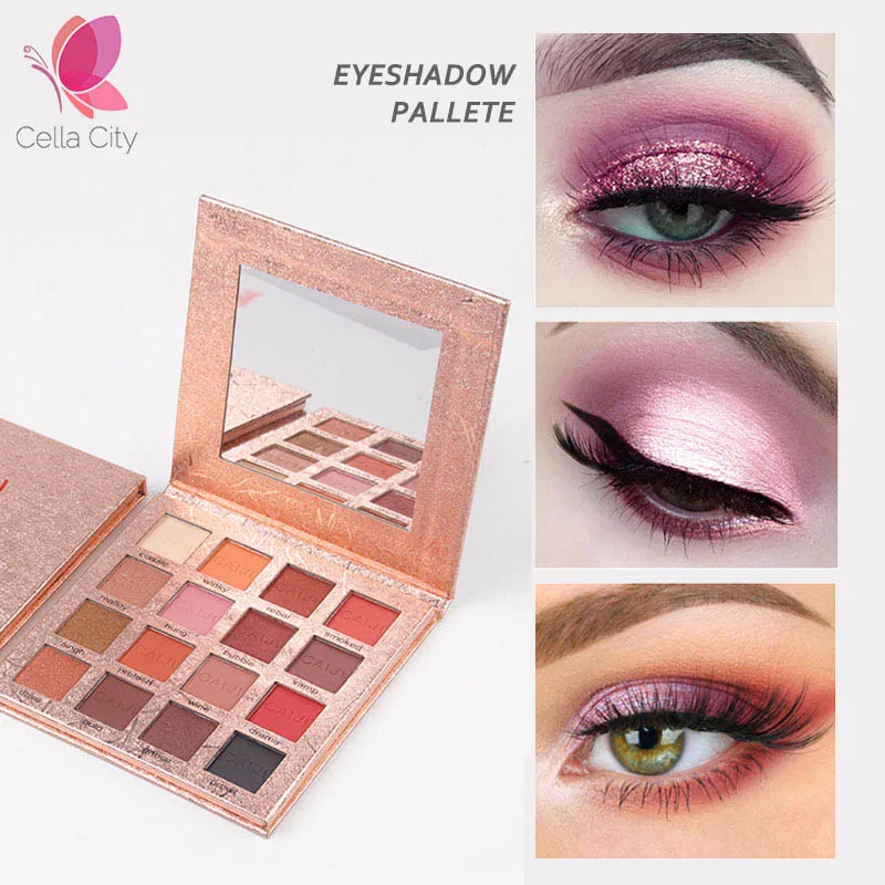 Cellacity Nude Eye Shadow Beauty Palette Makeup Kit 16 Colors Matte Shimmer Glitter Eyeshadow Powder Waterproof Pigmented |