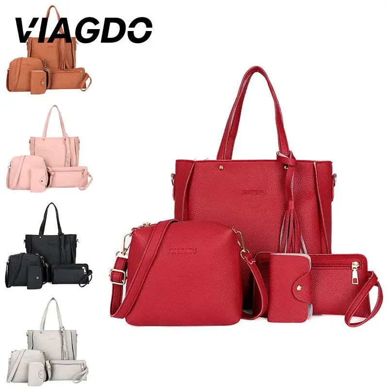 

Shoulder Bag Handbag Women Accessory Makeup Storage Gifts Outdoor Supply Lady Female Five Colors PU 4Pcs/Set Modern