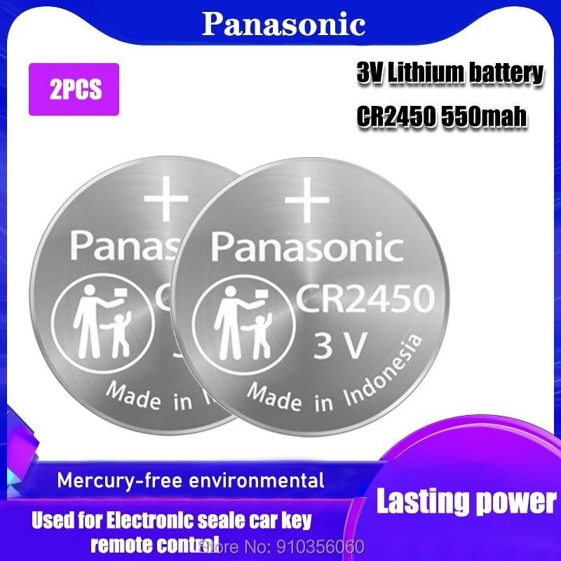 2 uds 550mAh Panasonic 3V CR2450 CR 2450 ECR2450 KCR2450 5029LC LM2450 DL2450 BR2450 alcalina pila de botón baterías