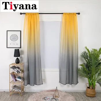 

Modern Sheer Curtains For Living Room Bedroom Mysterious Purple Gradient Screens Grey Draperies Scarf Window Treatment ZH041X