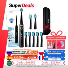 Seago Sonic Electric Toothbrush SG-507 Adult Timer Brush 5 Modes USB Charger Rechargeable Tooth Brushes Replacement Heads Set