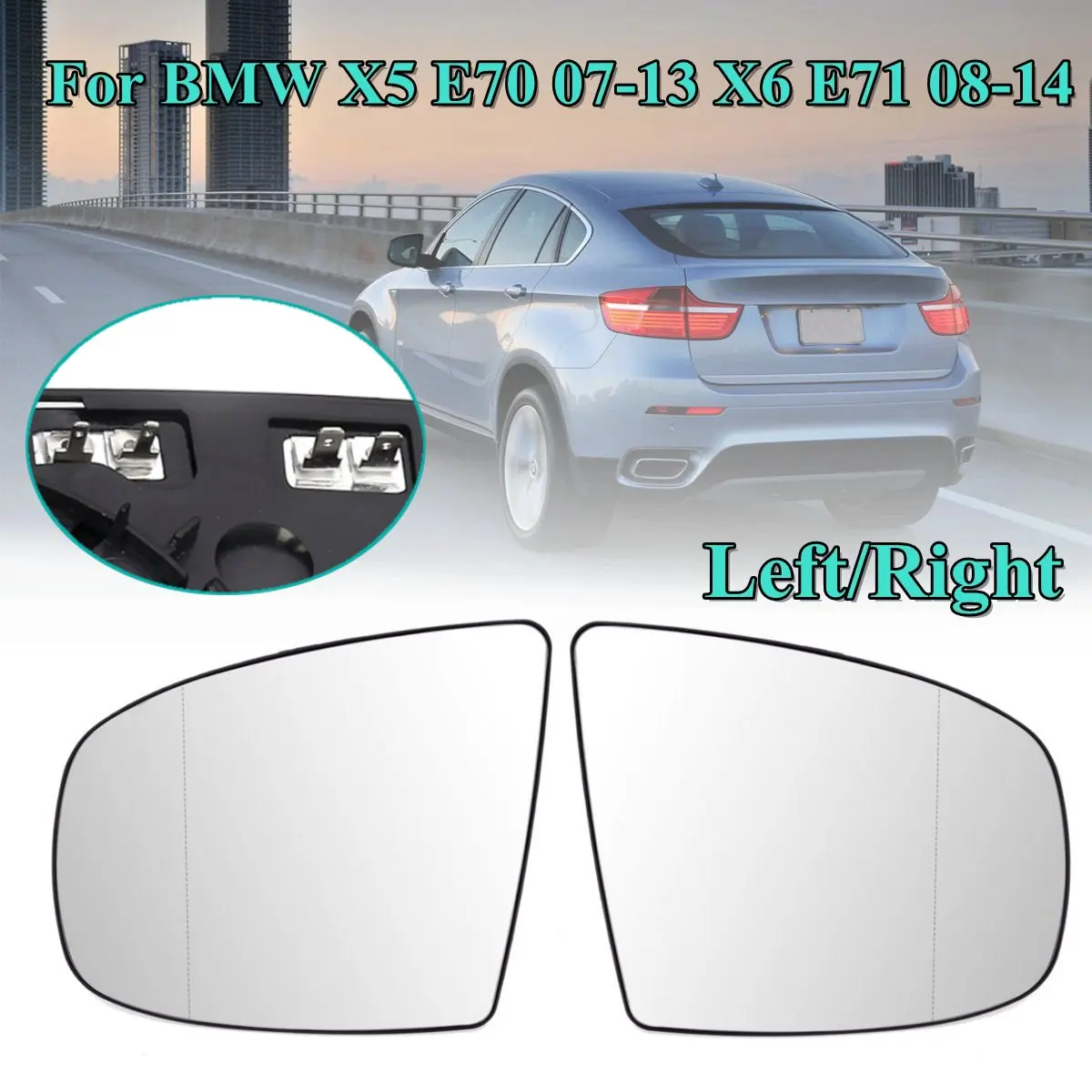 Left Driver Side Electric Heated Wing Mirror Glass For BMW X5 X6 E70 E71 //