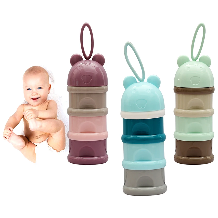 

Top Frog Baby Portable Food Storage Box Three Layers Of Milk Powder Babies Bibs Necessary Cereal Kids Cute Eco-Friendly Safe New