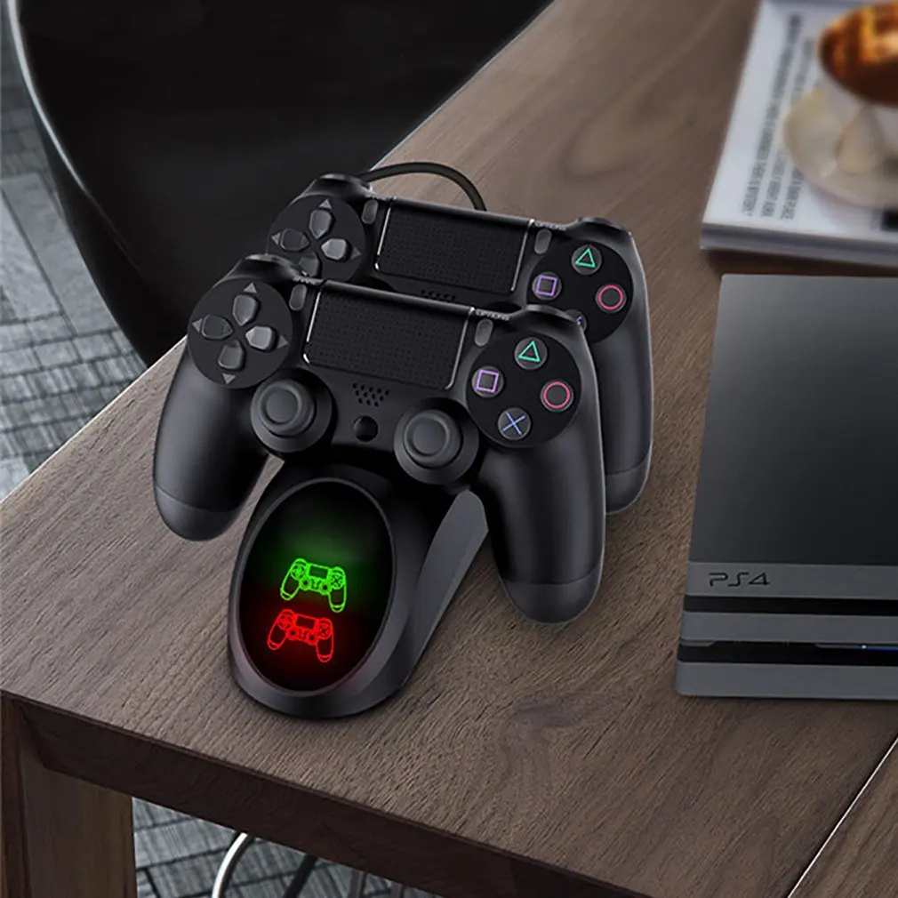 PS4 Game Controller Joypad Joystick Handle USB Charger Dual USB Fast Charging Dock Station for Playstation 4 PS4 Slim / PS4 Pro
