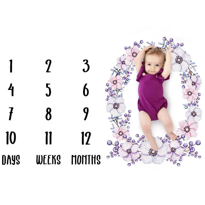 Milestone Blanket Days,Months,Years Photo Shoot Props Baby Toddler Age Unisex 