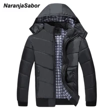 NaranjaSabor Новая мужская зимняя мужская куртка с капюшоном свободного покроя пальто толстая теплая верхняя одежда ветрозащитная Мужская брендовая одежда M~ 4XL N582