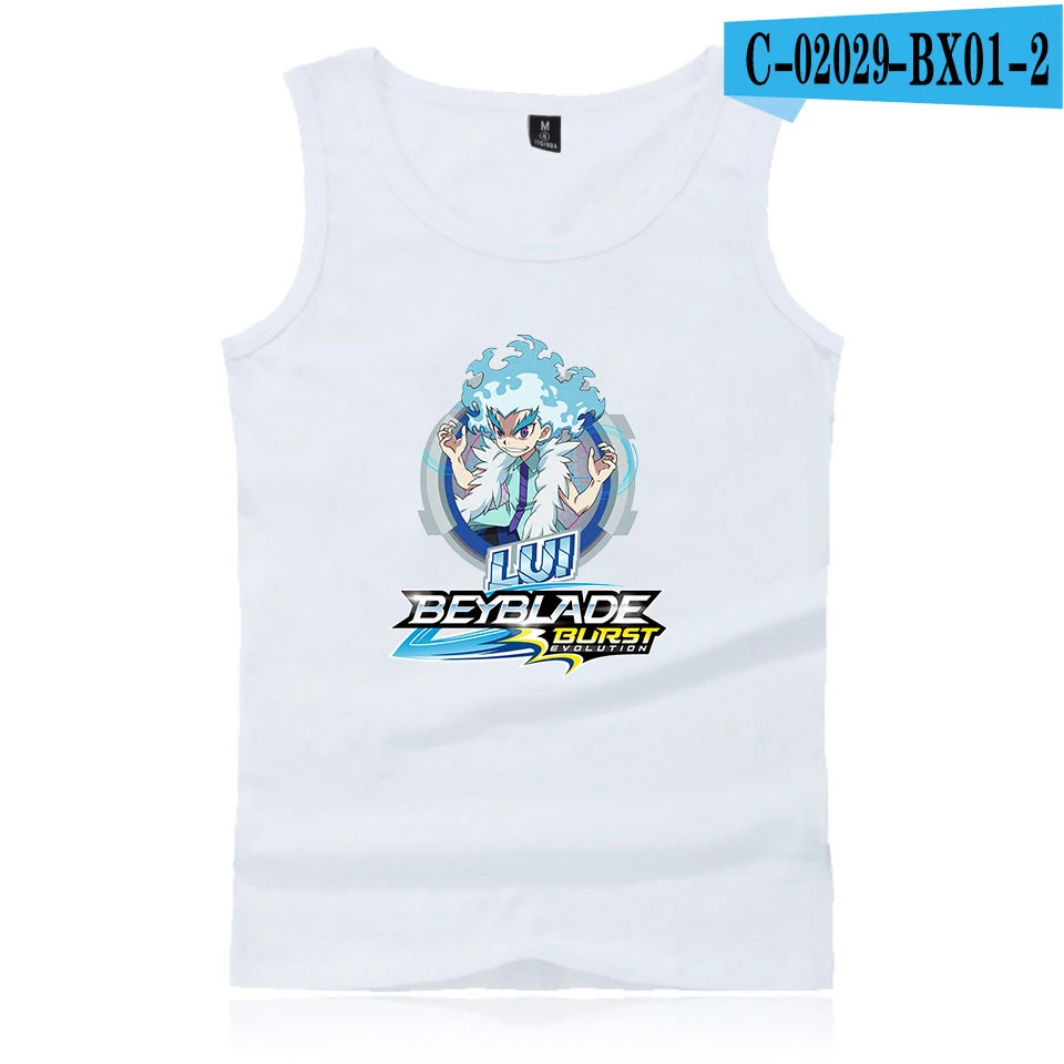 Beyblade Burst Evolution 2D печать хлопок модная мужская летняя майка с бретелями пальто без рукавов Горячая тренд Повседневная одежда жилет - Цвет: White