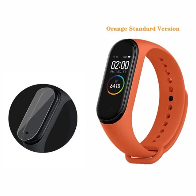Новейший Xiaomi mi-браслет 4 Smart mi Band 4, фитнес-браслет с частотой сердечных сокращений 135 мАч, цветной AMOLED сенсорный экран, Bluetooth 5,0 - Цвет: orange add film