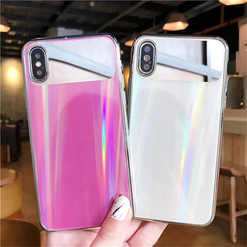 Зеркальный лазерный чехол Aurora для iPhone 12Mini Pro Max Роскошный 11 X XR XS 7 8 Plus 2020 SE Защита