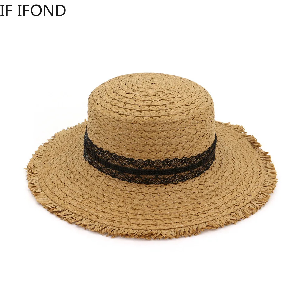 European and American Retro Braided Hat Female Loose Sunscreen Sunshade Flat Cap Fashion Chapeau Paille Lady Sun Hats | Аксессуары для