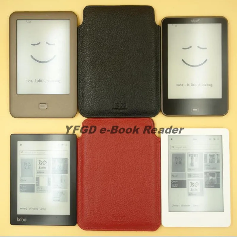 High quality Soft Leather cover for 2013 Kobo aura 6'' /kobo touch /glo tolino vision ereader PU leather case | Компьютеры и