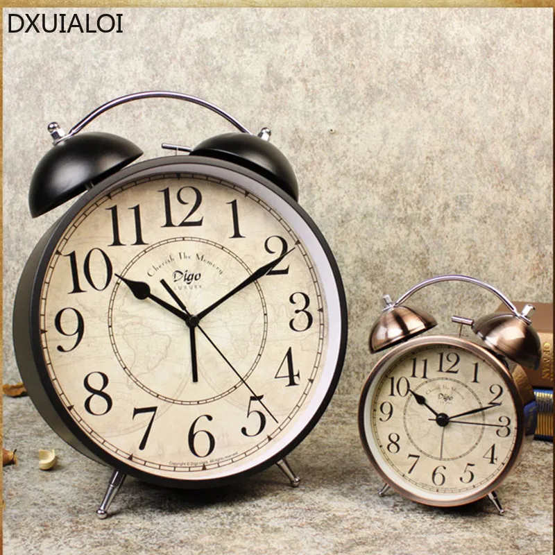 

DXUIALOI, креативный ретро-будильник, электронный маленький будильник, домашний декор, бесшумный металлический светящийся будильник для спальни, Настольный будильник