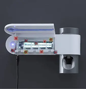 

Toothbrush Disinfection Rack Uv Sterilization Function Automatic Toothpaste Dispenser Toothbrush Sterilizer Holder 1Pcs