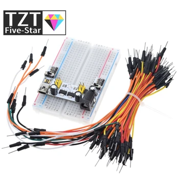 

3.3V/5V MB102 Breadboard power module+ 400 points Solderless Prototype Bread board kit +65 Flexible jumper wires