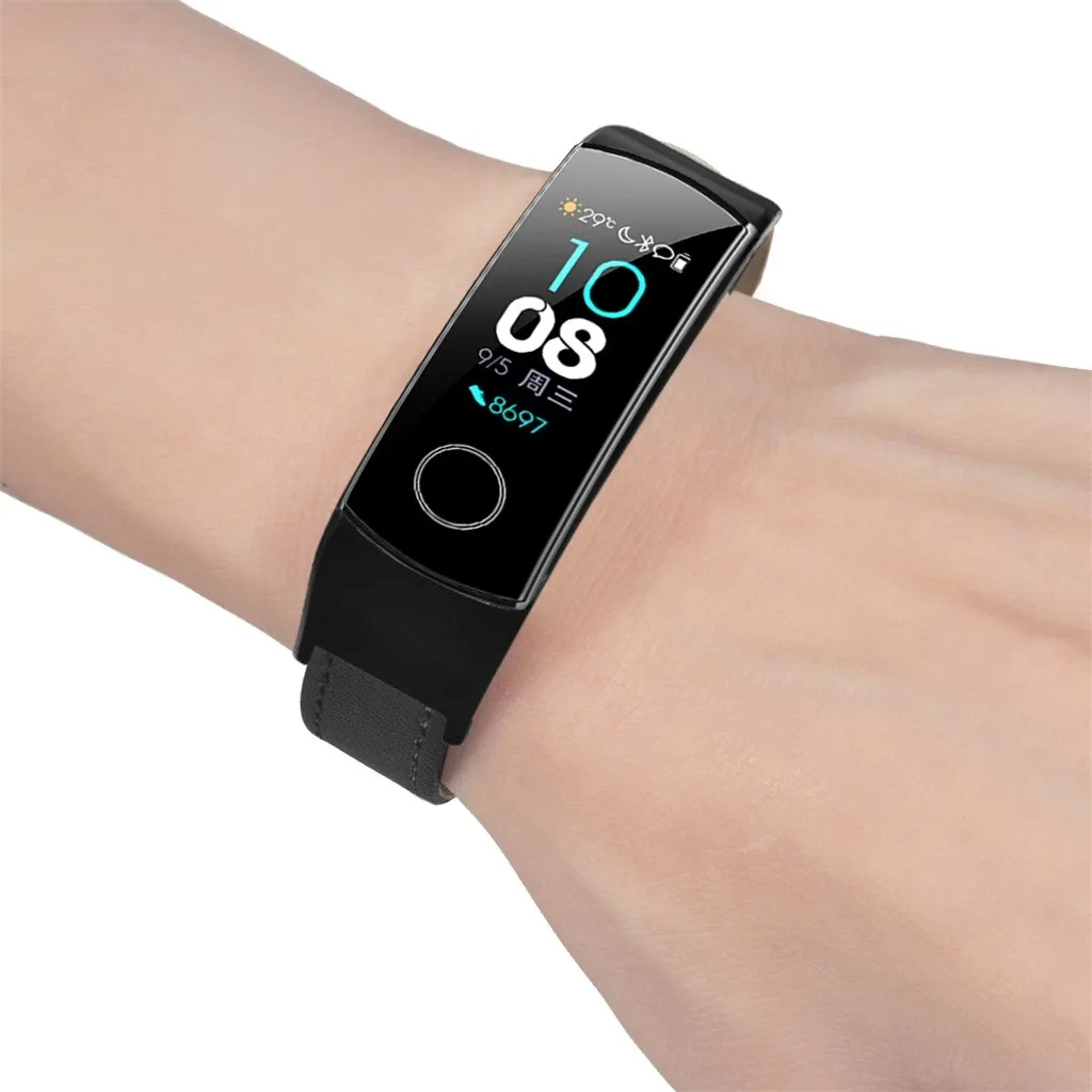 Ремешок из волокнистой кожи для huawei Honor Band 5/4, ремешок для умных часов, ремешок для мужчин, Т-образный ремешок, роскошный браслет для женщин и мужчин, спортивный, 19Aug