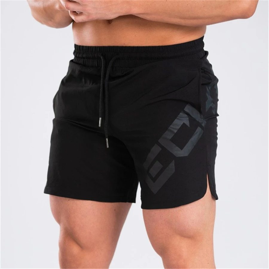 YEMEKE Summer Mens Breathable Shorts Fitness Bodybuilding Fashion Casual Gyms male Joggers Workout Beach Slim short Pants