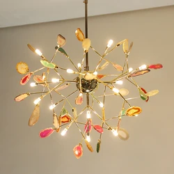 Plafonnier intérieur en Agate et flocons, design moderne, éclairage d'intérieur, luminaire décoratif de plafond, idéal pour un salon, une chambre à coucher ou une cuisine 