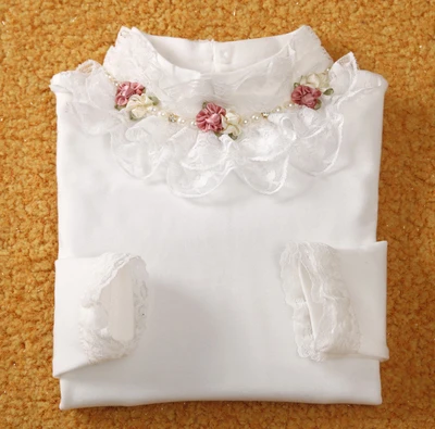 Kids Shirts White Blouse Teenage Shirts Autumn Winter Girls Tops And Blouses School Girl Lace Long Sleeve Shirt