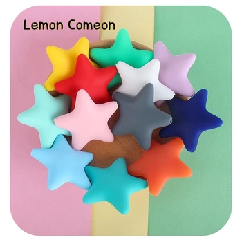 

5Pc Food Grade Silicone Beads Five-pointed Star Baby Teether DIY Teething Beads Pacifier Chain Making Kids Gift Nursing Products