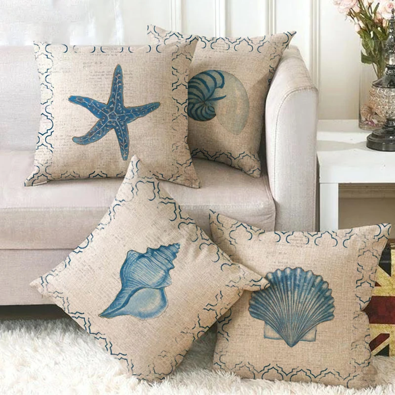 Throw Pillow Cover Cushion Cover Pillow Case Marine Pattern Sofa Couch