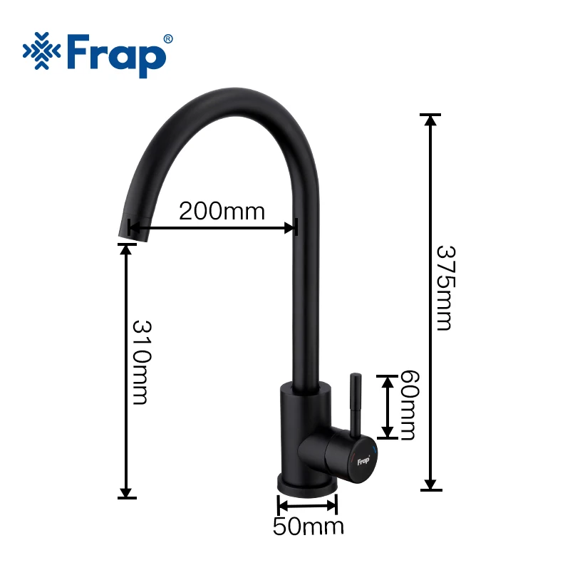 F40899-4 Frap Высокое качество нержавеющая сталь черный спрей краска Кухня Раковина кран Одной ручкой холодной и горячей воды смесители Y40001/3 - Цвет: F40899-4