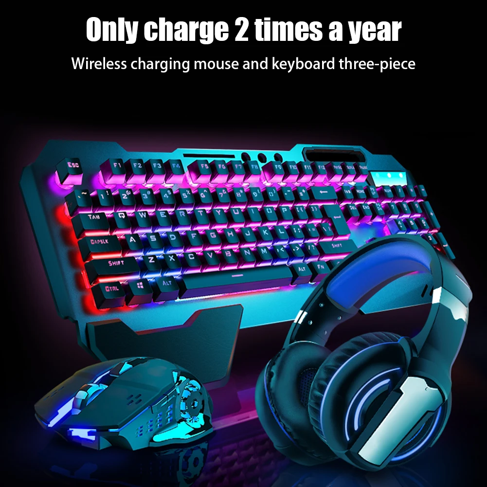 2.4GHZ Rechargeable Ergonomic RGB Backlight Keyboard Mice Combo PAN3212 optical C Gaming Keyboard Mouse Set For Laptop Desktop