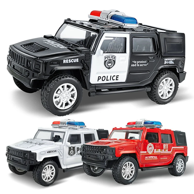 1:43 Kids Alloy Police Series Car Toy Model Pull Back Diecast Simulation Off-road Vehicle Collection Gifts for Children Y086