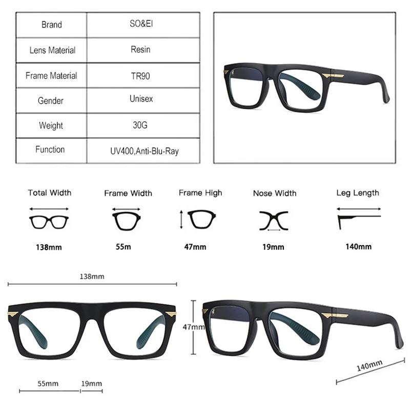 Eyeglasses Frames Eyeglass Frames Square Eyeglasses Optical Glasses Retro Square Clear Anti-Blu-Ray Eyewear TR90 Women Glasses Frame Fashion Men Optical Eyeglasses Frame Computer Goggles