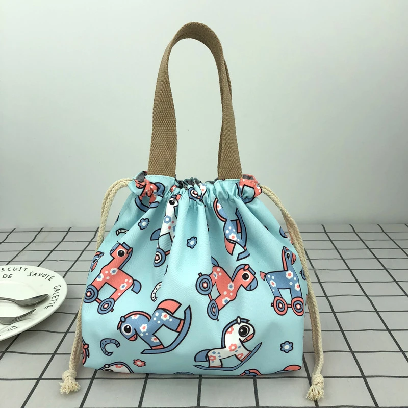 PACGOTH Fashion Japanese Style Lunch Bag Cartoon Pattern Picnic Carry Case Thermal Travel Food Container Picnic Handbag Tote - Color: 13