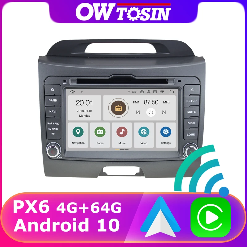Автомагнитола PX6 мультимедийный проигрыватель с 4 + 64 ГБ Android 10 0 GPS-навигацией DSP