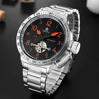 

Top Luxury Brand ORKINA Watch Big Dial Men Watches Automatic Mechanical Tourbillon Watches Stainless Steel Watch Man Watch