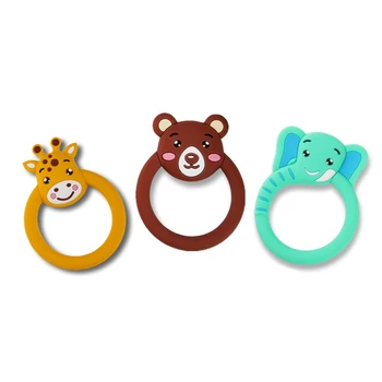 

Baby Silicone Teether Pacifier Cartoon Cute Animal Pattern Teething Nursing Silicone BPA Free Necklace Toys