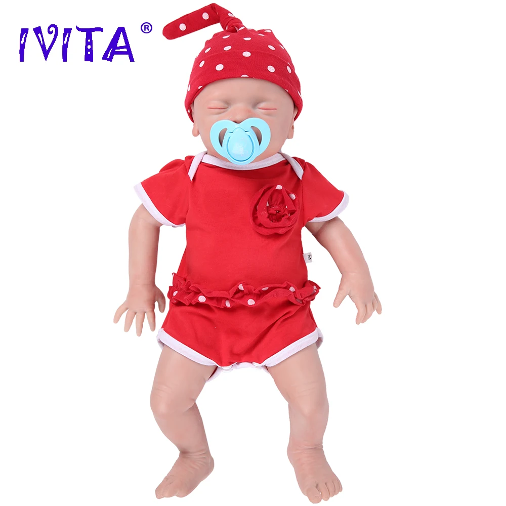 IVITA WG1514 46см 2972г Силиконовая мягкая реалистичная реборн кукла игрушка с закрытыми
