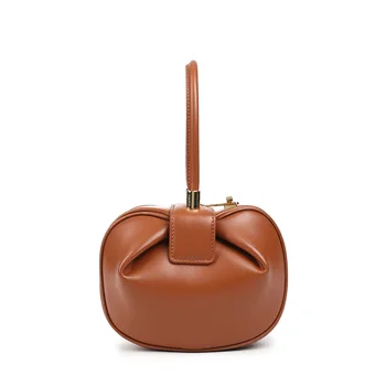 

Women's Fashion Designer Handbag Handle Personality Hobos Genuine Leather Luxury Mini Bucket Bag Pumpkin Bag Party Office Daily