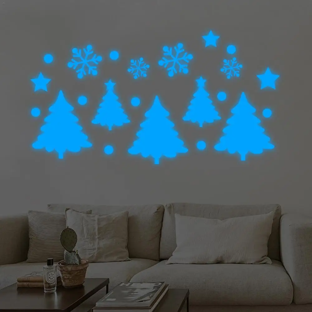 Светящаяся Рождественская елка Снежинки стикеры на стену светящийся Снеговик сосна Окно стекло декоративное светится в темноте украшение дома