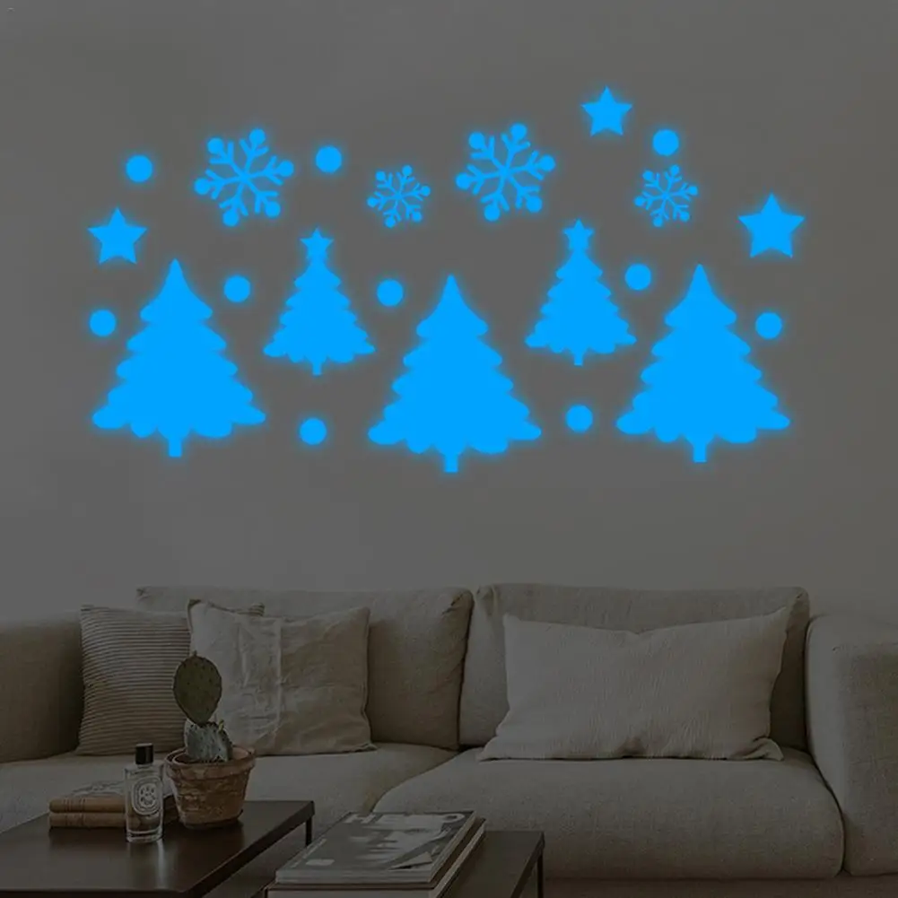 

Luminous Christmas Tree Snowflake Wall Sticker Glow Snowman Pine Window Glass Decorative Glow In The Dark Home Decoration
