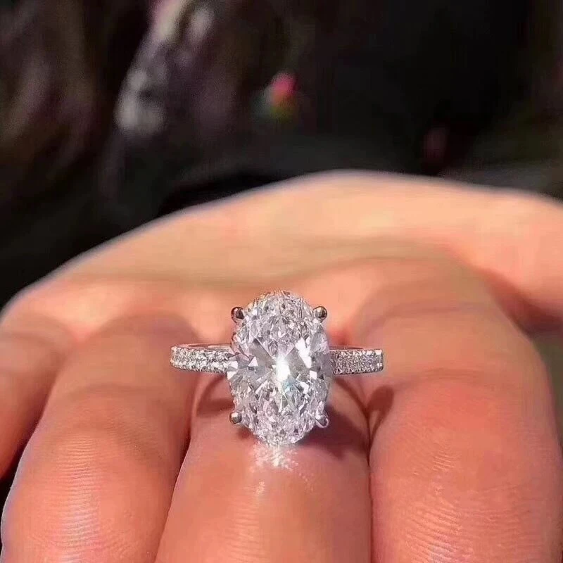 Anillos de plata de ley 925 con piedra ovalada de diamante para mujer, con Topacio blanco bizutería, Anillos de piedras preciosas de plata S925|Anillos| - AliExpress