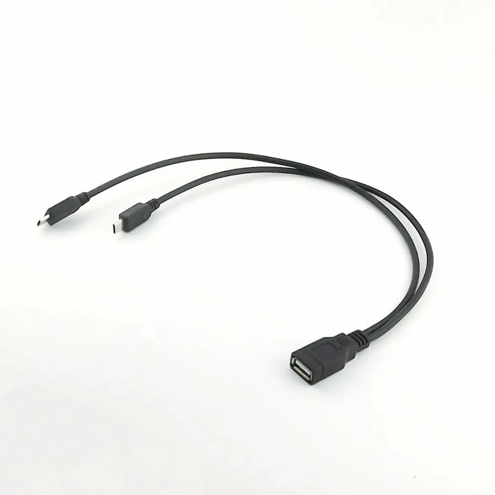 

10pcs USB 2.0 A Female to 2 Micro USB 5 Pin Male Y Splitter Adapter Data Charger Cable 30cm
