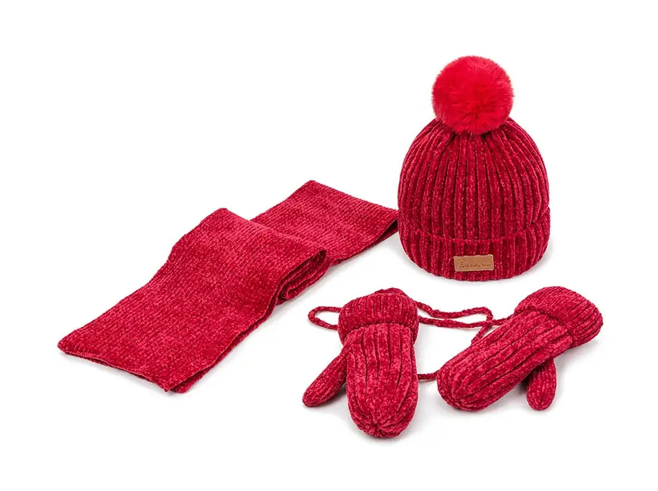 YEABIU/комплект из 3 предметов; зимняя детская шапка; шарф; перчатки; Детский комплект; шапка; шарф для девочек и мальчиков; толстая детская шапка; перчатки; шарфы