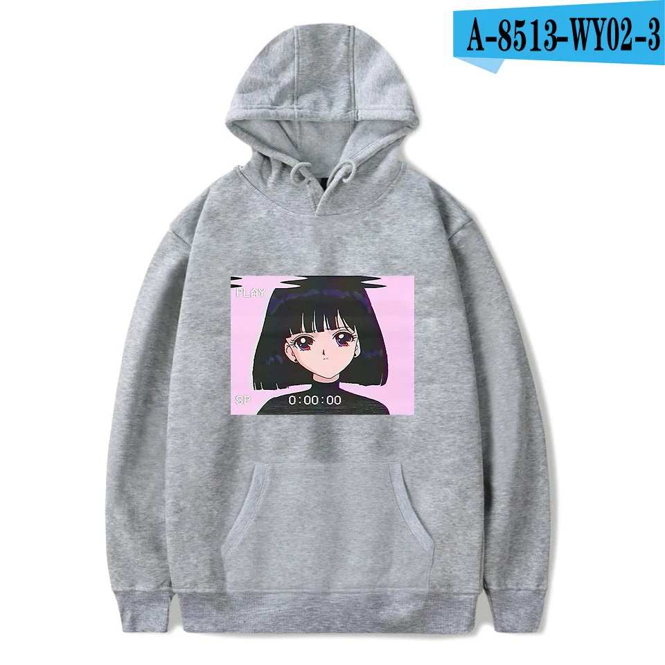 gray Эстетика Vaporwave толстовки для мужчин и женщин осень Лидер продаж модный принт Harajuku Толстовка японский Vaporwave толстовки повседневные топы - Цвет: gray