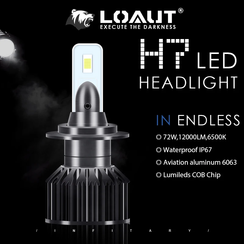 LOAUT V2 фар автомобиля H7 светодиодный H4 светодиодный H1 H11 H3 H13 H27 880 9006 9007 72 Вт 8000LM 6500K 12V 24V авто фары CSP противотуманные лампочки