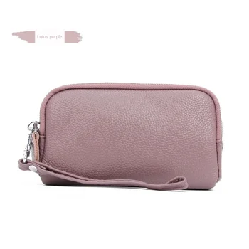 

2020Leather New Three Women's Handbag Long Wallet Multi-Function li zhi wen Leather Phone Bag