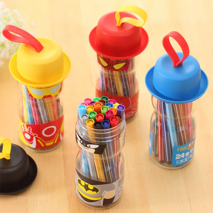 Washable Cartoon Watercolor Pen 12/24 Color Young STUDENT'S Paintbrush Set Child Drawing Kit Children Creative Prizes Sleeves