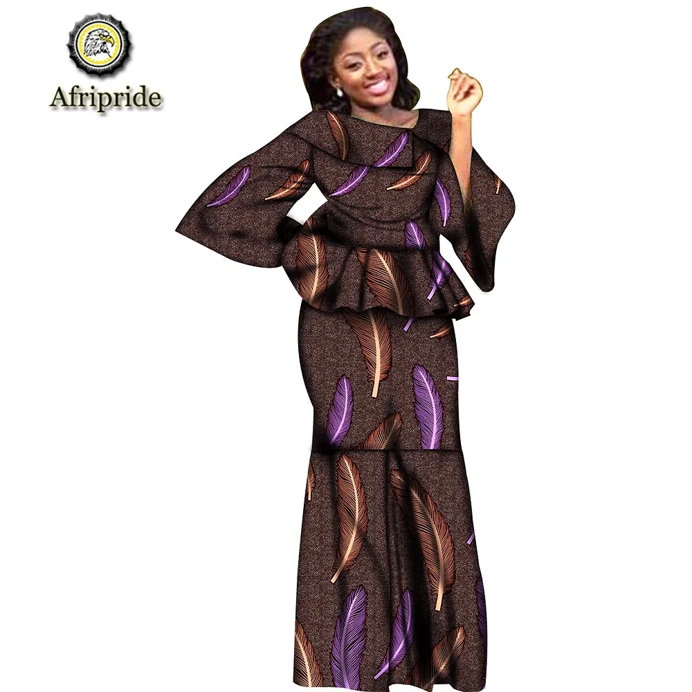 Комплект из обуви в африканском стиле платья для женщин с принтом детские повседневные лосины для девочек размера плюс мешковатые вышивка пол-Длина костюм для леди AFRIPRIDE S1926003 - Цвет: 299X
