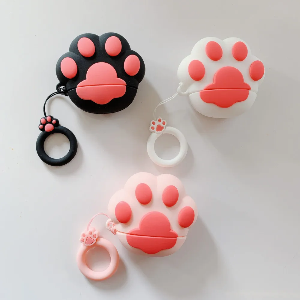 

Cute Case For Airpods Pro 3D Cartoon Pink Cat Paw Bluetooth Earphone Silicone Protective Case For Apple Airpods