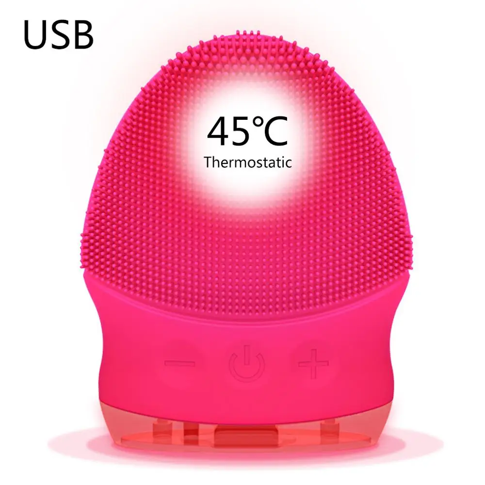 usb Зарядка Электрический Силиконовый водонепроницаемый Очищающий Инструмент красота очиститель пор щётка для умывания лица массажер - Цвет: R2 heating function