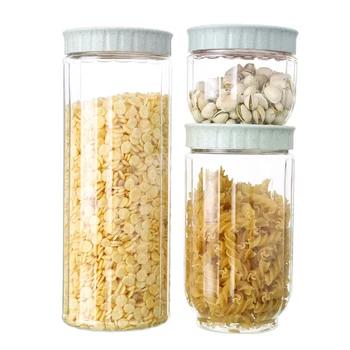 

3pcs Easy Lock Lids Transparent With Scale Airtight Box Food Storage Container Non Slip Cereal Organizer Sugar Reusable Kitchen