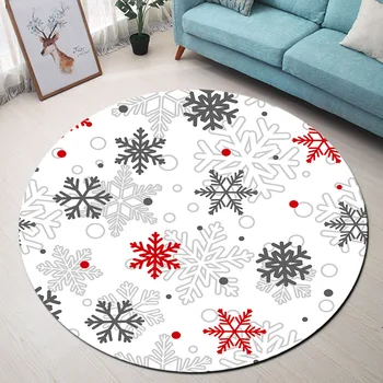 

Winter Big Snowflake Floor Rug Round Soft Carpet Slip-resistant Bedroom Cushion Mat Baby Child Crawling Mat Christmas Home Decor